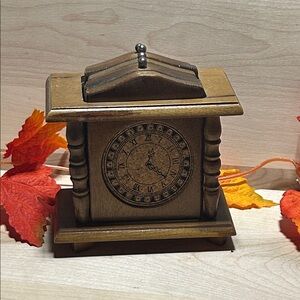 Vintage Wood & Cork Roman Numeral 5 O Clock Face 6 Drink Coaster